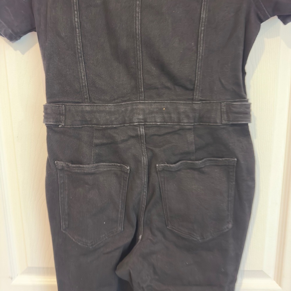 Good American Petite Fit For Success Jumpsuit Black Denim Jumpsuit FFSPE731B L - Picture 7 of 11